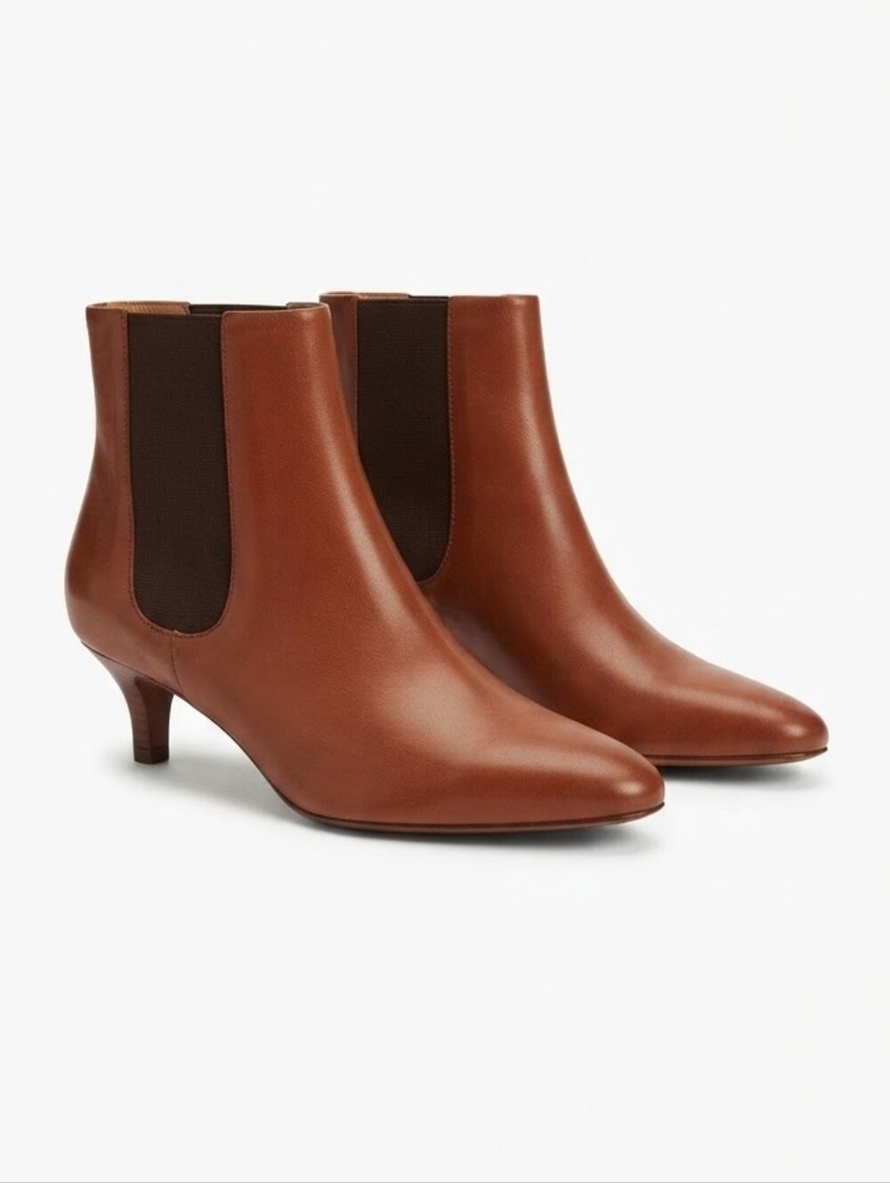 Vintage Ralph Lauren Collection Sienna Brown Leather Pointed Toe Heel Boots 8.5